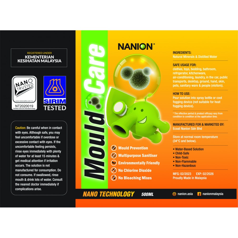 [Nanion] Sanitize Pro Mould Killer (365 days Mould Prevention) 500ml Sprayer